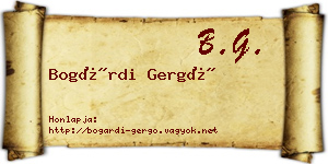 Bogárdi Gergő névjegykártya